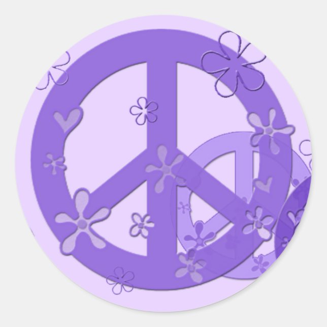 Purple Peace Signs on Cards and Stickers (Front)