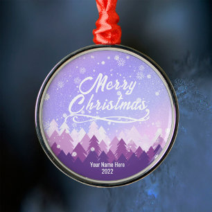 Purple Peaceful Snow Forest Christmas Decor 2022  Metal Tree Decoration