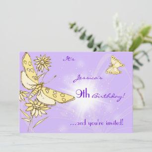 Purple Peach Butterfly Invitation Card