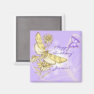 Purple Peach Butterfly Magnet