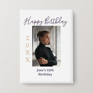 purple peach happy 15th birthday photo name year t