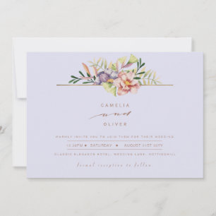 Purple Peach Summer Floral Wedding Invite QR Code