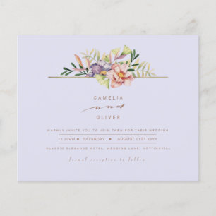 Purple Peach Summer Floral Wedding Invite QR Code Flyer