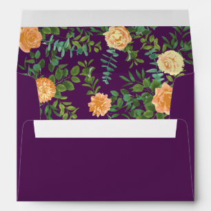 Purple Peach Wedding Floral Roses Envelope