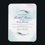 Purple Peacock Bridal Shower Invitation Magnet<br><div class="desc">Purple Peacock Bridal Shower Magnet Invitations. A simple and fun bridal shower invitation created with beautiful purple and teal peacock feathers with a watercolor texture. Customise this bridal shower with your information and any custom message you would like to include.</div>