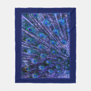 Purple Peacock Close Up Fleece Blanket