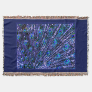Purple Peacock Close Up Throw Blanket