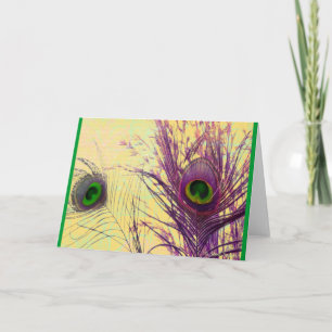 Purple Peacock Feather Card
