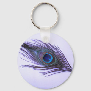 Purple Peacock Feather Key Ring
