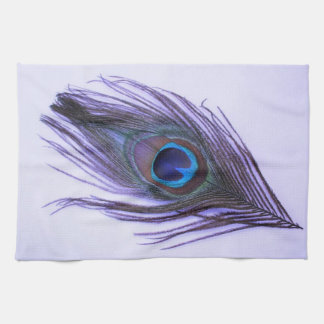 Purple Peacock Feather on Purple Kitchen Towel