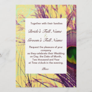 Purple Peacock Feather Wedding Invitation