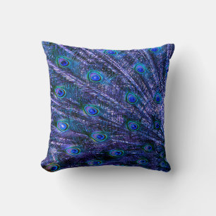 Purple Peacock Feathers Baby Blanket Cushion