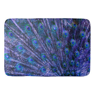 Purple Peacock Feathers Bath Mat