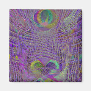 Purple Peacock Feathers Magnets