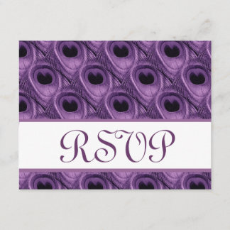 Purple Peacock Feathers RSVP Wedding Response Card
