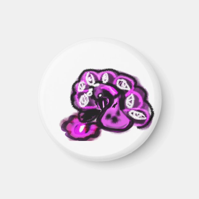 Purple peacock magnet (Front)