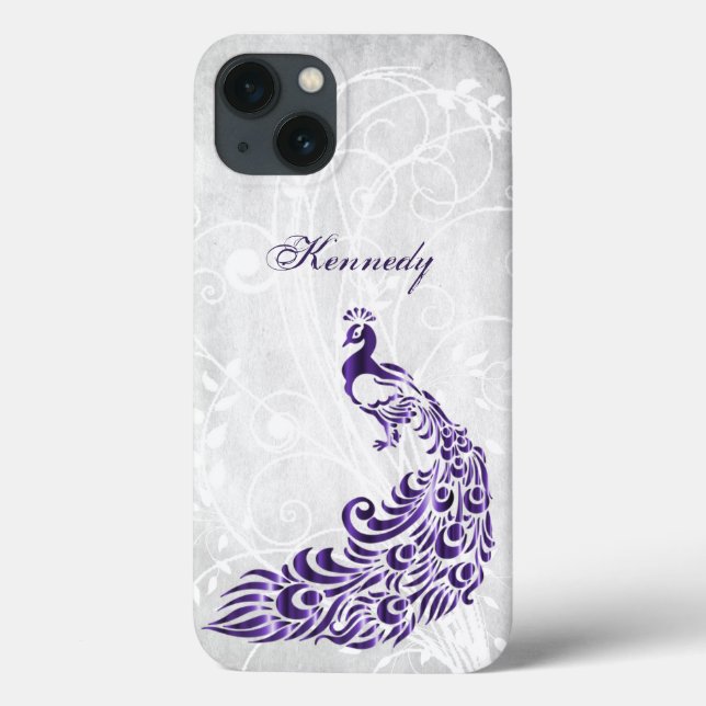Purple Peacock Personalised Case-Mate iPhone Case (Back)
