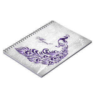 Purple Peacock Personalised Spiral Notebook