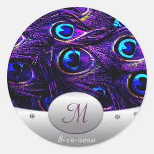 Purple Peacock Wedding Invitation Envelope Seals