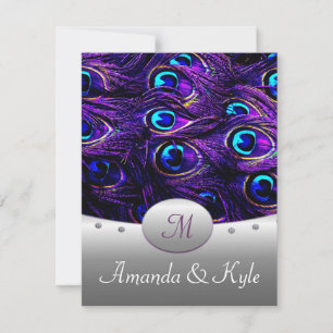 Purple Peacock Wedding Invitations 4.25" x 5.5"