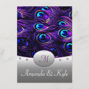 Purple Peacock Wedding Invitations 4.5" x 6.25"