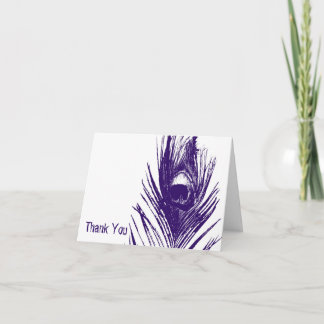 Purple Peacock Wedding Thank You Cards