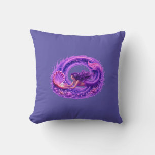 Purple Pearl Seeker Mermaid Fantasy Wave Art Cushion