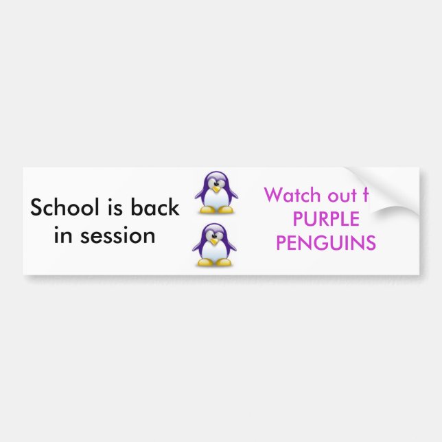 Purple Penguins Bumper Sticker (Front)
