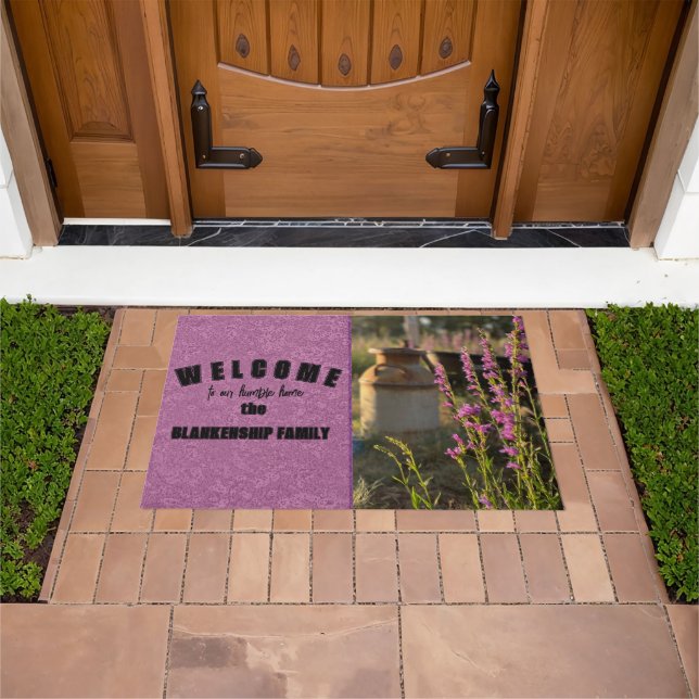 Purple Penstemon and Rusty Old Milk Can Photo Doormat (Outdoor)