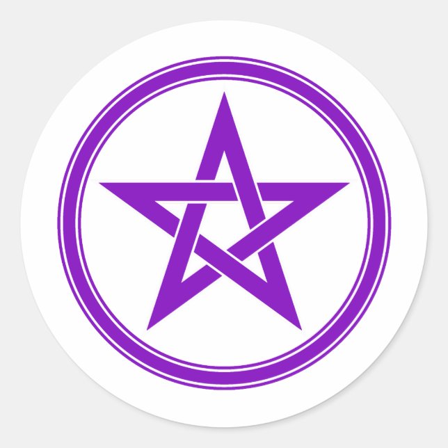Purple Pentacle Pentagram Classic Round Sticker (Front)