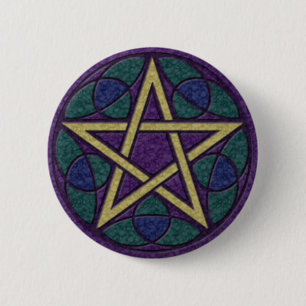 Purple Pentacle Triquetra 6 Cm Round Badge