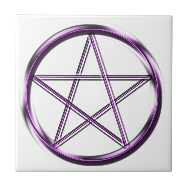 Purple Pentagram on white Tile (Front)