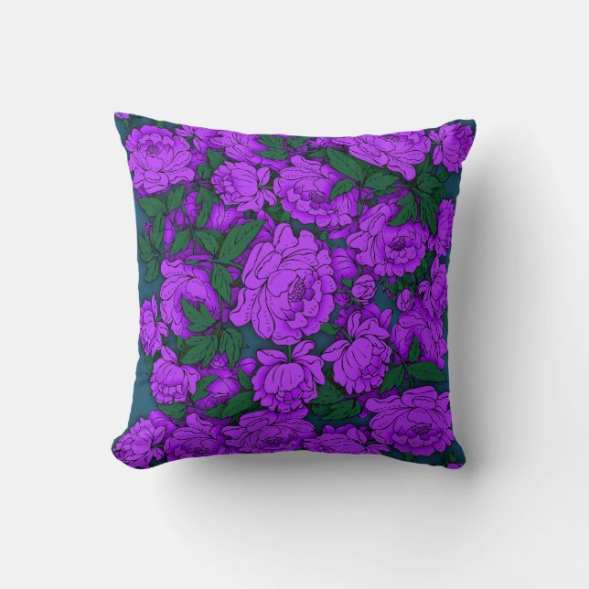 Purple Peonies Cushion (Front)