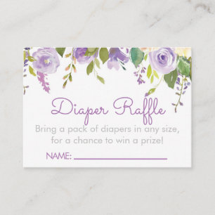 Purple Peonies Diaper Raffle Ticket Inserts