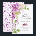 Purple Peonies Floral 16th Birthday  Invitation<br><div class="desc">Floral 16th birthday party invitation featuring gorgeous hand painted purple & cream peonies & leafy green leaves.  Flip our invite over to view a coordinating purple watercolor butterfly back for an extra special touch.</div>