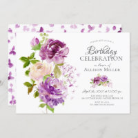 Purple Peonies Floral Birthday