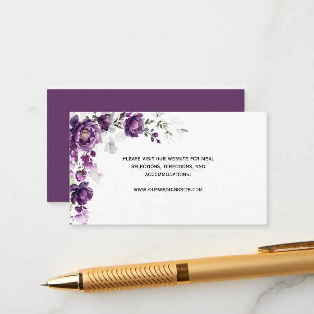 Purple Peonies Floral Enclosure Cards (Front/Back In Situ)
