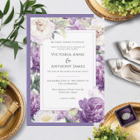 Purple Peonies Floral Modern Wedding