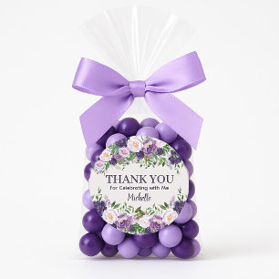 Purple Peonies Floral Women's Birthday Thank You Classic Round Sticker