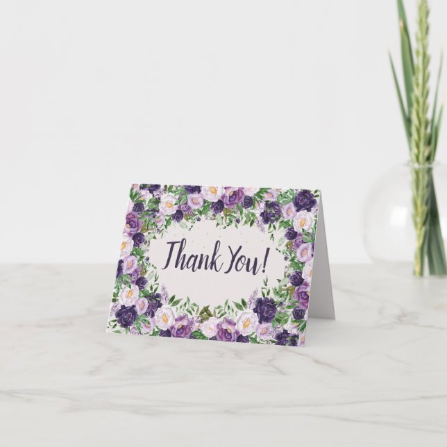Purple Peonies Floral Women's Birthday Welcome  Thank You Card (Front)