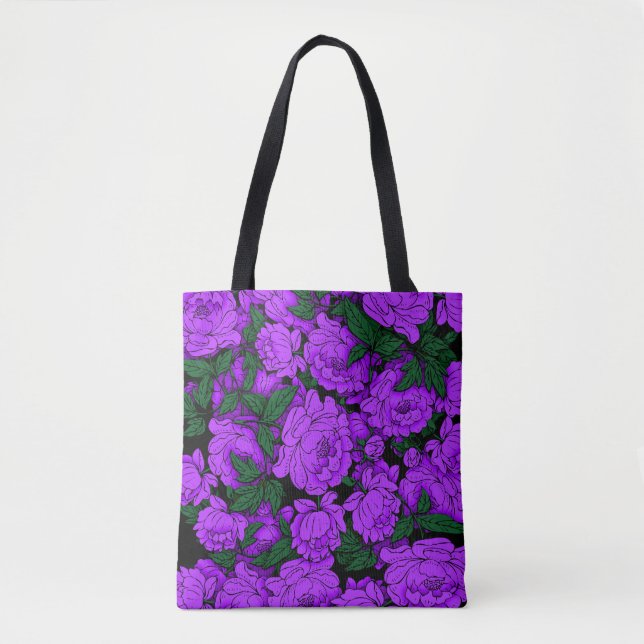 Purple Peonies Tote Bag (Front)