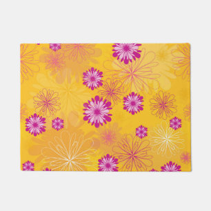 Purple Peonies Yellow Floral Garden Spring Flowers Doormat