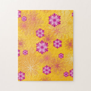 Purple Peonies Yellow Floral Garden Spring Flowers Jigsaw Puzzle