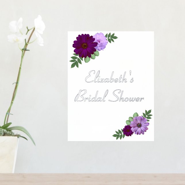 Purple Peony Floral Bridal Shower Foil Prints (In Situ (Entry Table))