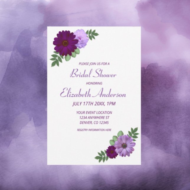 Purple Peony Floral Bridal Shower Invitation (Creator Uploaded)