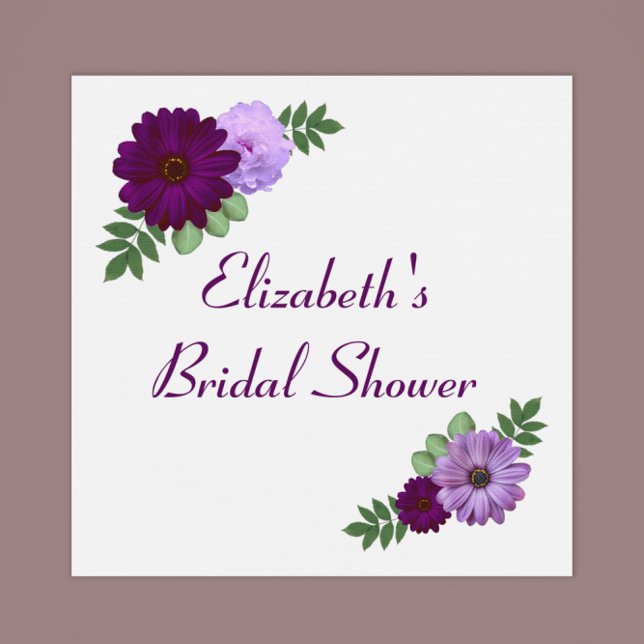 Purple Peony Floral Bridal Shower Napkin (Creator Uploaded)