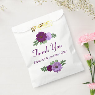 Purple Peony Floral Wedding Favour Bags