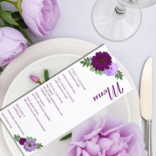 Purple Peony Floral Wedding Menu (Creator Uploaded)