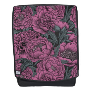 Purple peony flowers backpack