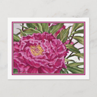 Purple Peony Flowers Garden Painting Postcard